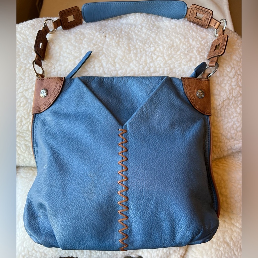 Brighton Blue and Brown Leather Bag